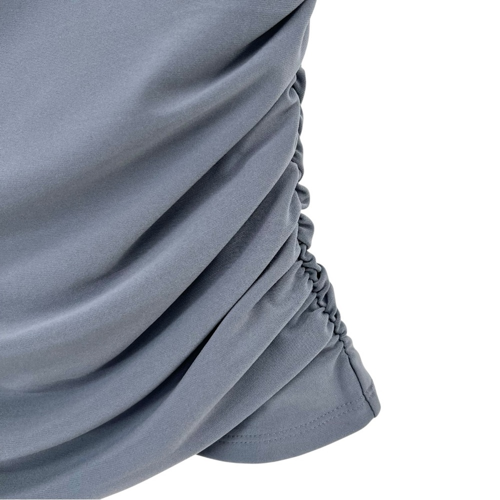 Wilfred Smooth Matter Clarissa Gray Blue Sleek Drapey Cowlneck DressTop sz S - Picture 6 of 11